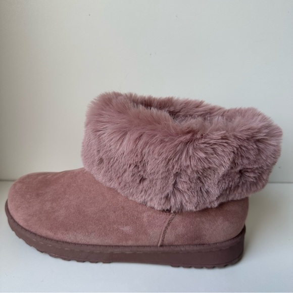 SO COATIMUNDI Women’s Winter Boots Mauve Faux Fur Cozy Slip On Size 7 - Picture 4 of 11